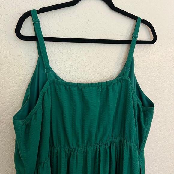 Torrid Green Textured Tiered Maxi Dress Sleeveless Adjustable Strap Boho Prairie - Picture 9 of 14